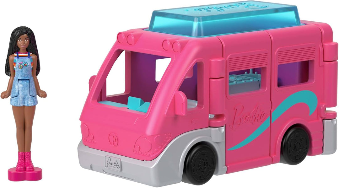 Barbie Mini BarbieLand 4er-Set Puppen- und Spielzeugfahrzeugset mit 4 ca. 3,8 cm grossen Puppen und