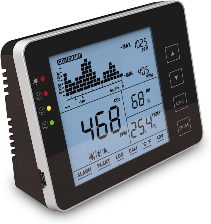 Seben 1200P B CO2 Messgerät und Monitor mit Ampel, akustischer Alarm, Datenlogger für die Messung vo
