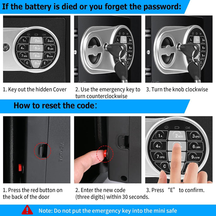 Safe Tresor Klein Möbeltresor mit Zahlenschloss, Vankarr Elektronisch Wandtresor Haussafe Hotelsafes