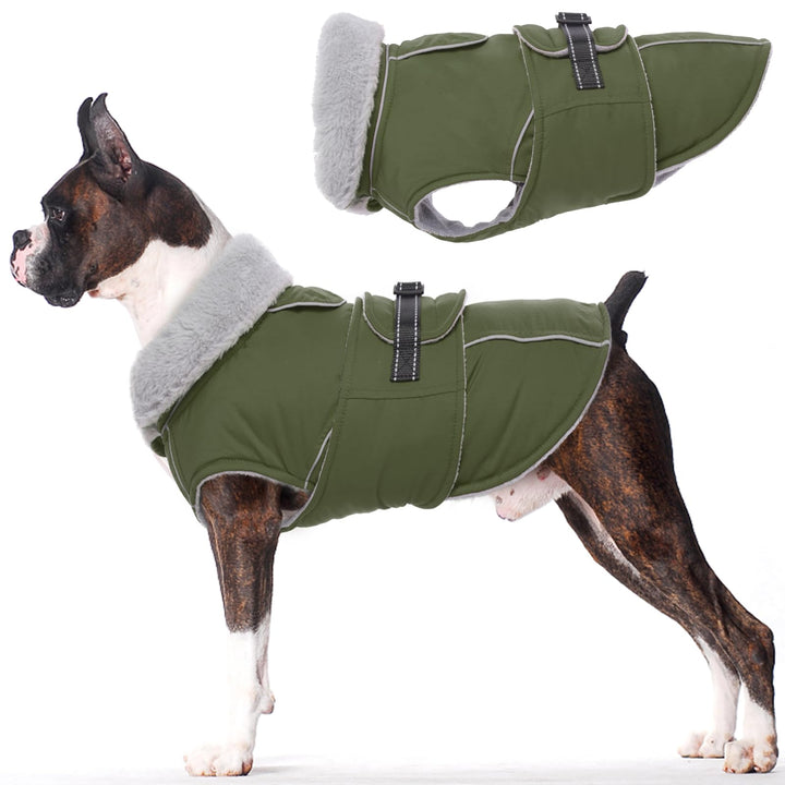 Lelepet Hundejacke Winter Warmer Hundemantel, Wasserdichter Wintermantel Fleece Hundeweste für Mitte