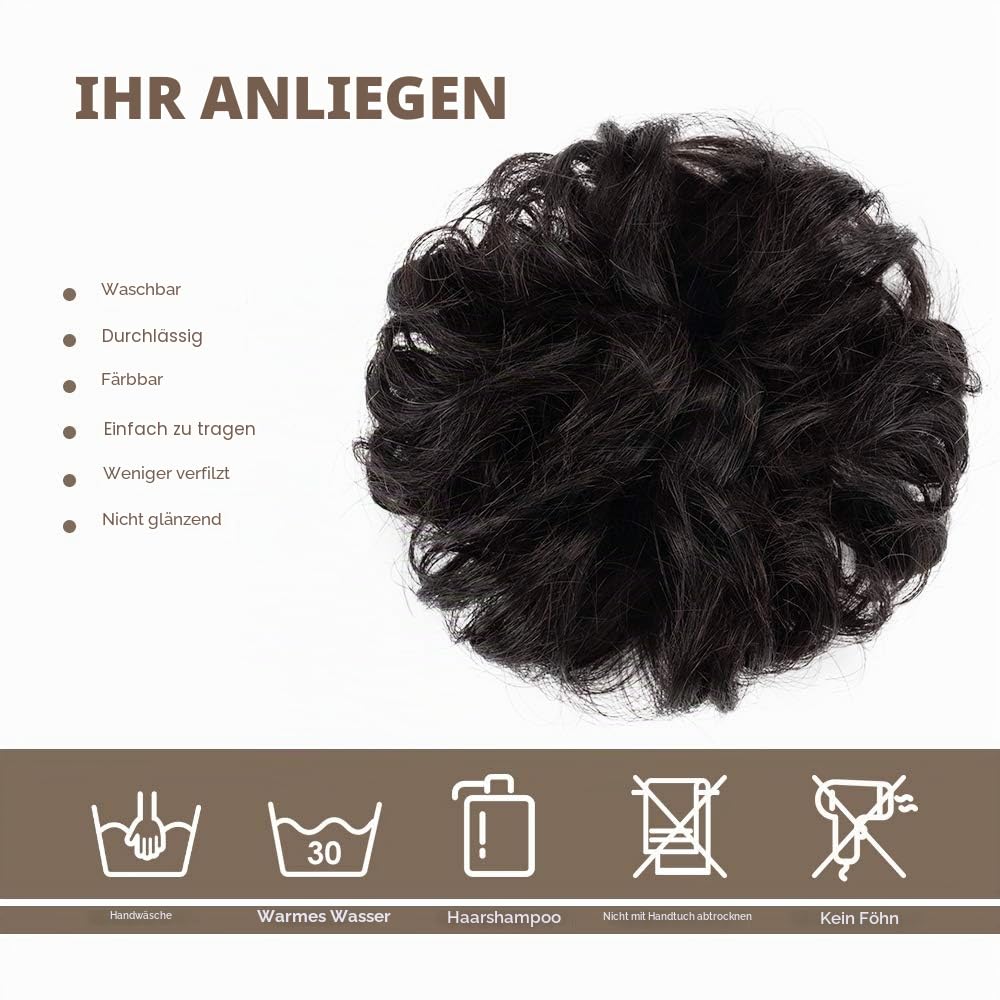 BARSDAR 100% Echthaar Haarteil Haargummi，Gelockt Unordentlich dutt extensions echthaar Haarteil Haar