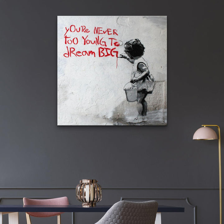 Giallobus - Gemälde - Banksy - - Standardleinwand - 100x100-16 - Nie zu jung - Bereit zum Aufhängen