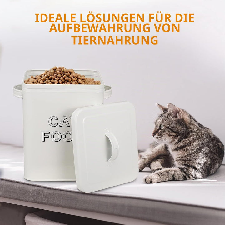 Pethiy Katzenfutterbehälter mit Holzdeckel , Leckerbissenbehälter mit Schaufel , Beschichteter Kohle