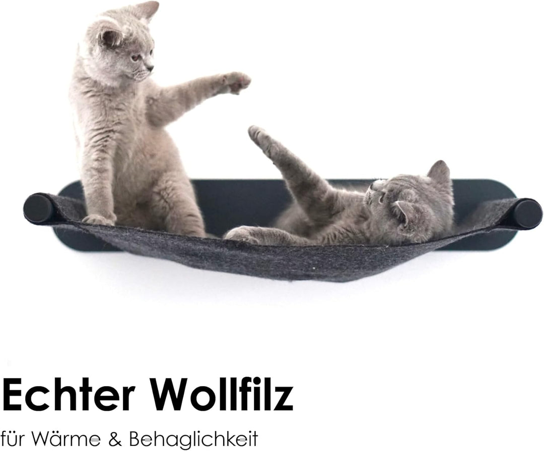 LucyBalu® Katzenhängematte mit natürlichem Filz | Hängematte für Katzen als Katzenbett an der Wand I