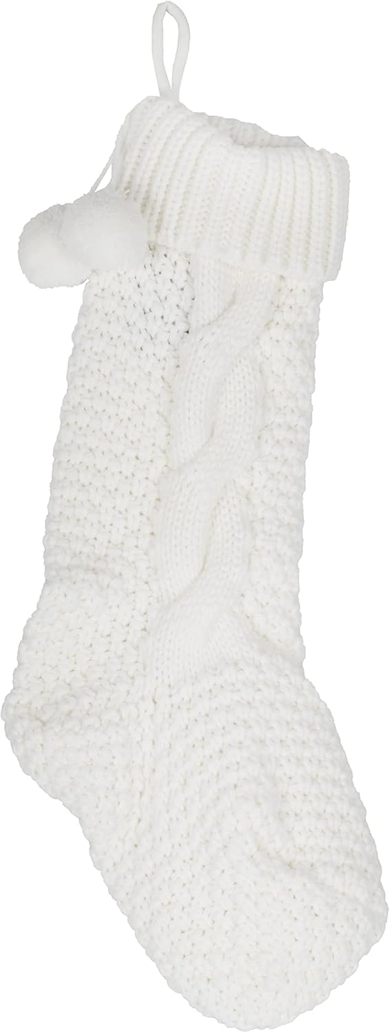 Ginger Ray Fabric Weihnachtsstrumpfhalter, gestrickt, für Erwachsene und Kinder, 45 cm hoch, cremefa