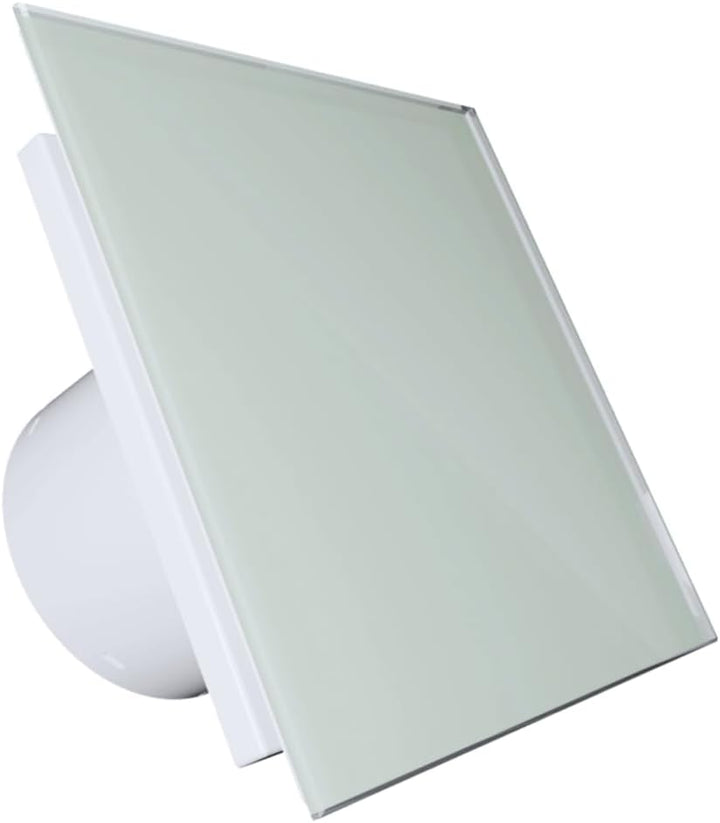 Vlano Badlüfter EOS 125 H WH, mit Feuchtigkeitssensor &amp; Nachlauf, 125 mm, Glasfrontplatte, Rückschla