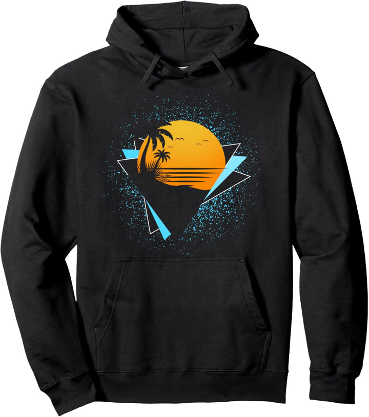 1980er Synthwave Sonnenuntergang Retro 90er Vaporwave Pullover Hoodie