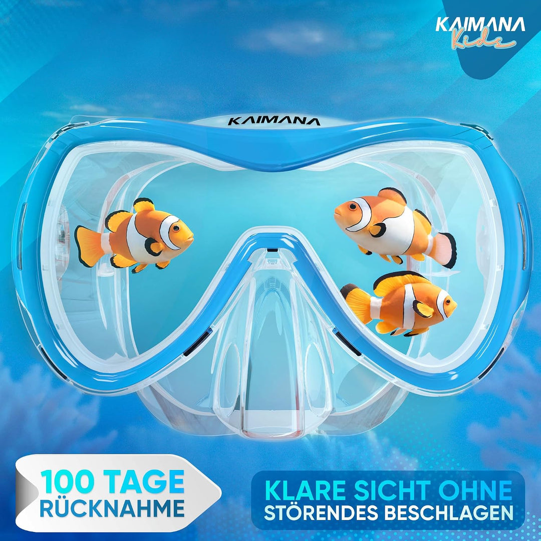 KAIMANA® Taucherbrille Kinder inkl. gratis Tragetasche | ab 3 Jahre | extra Bequeme Taucherbrille mi