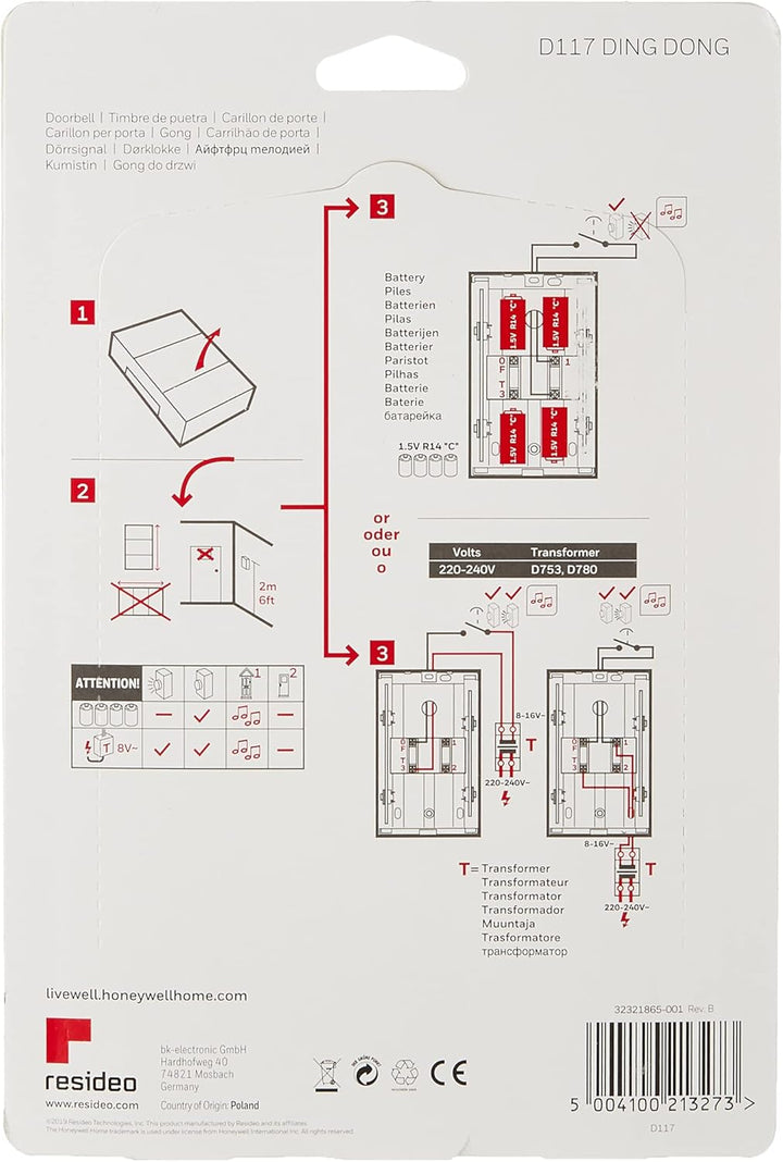 Schneider Electric Ritto 1763070 Wohntelefon,Gegensprechanlage, Türsprechanlage Weiss & Honeywell Ho