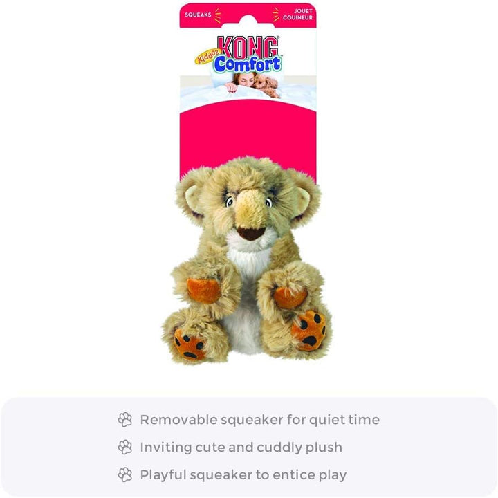 KONG – Comfort Kiddos Lion – Plüschtier mit Herausnehmbarem Quietscher – Für Grosse Hunde Löwe 1 Stü