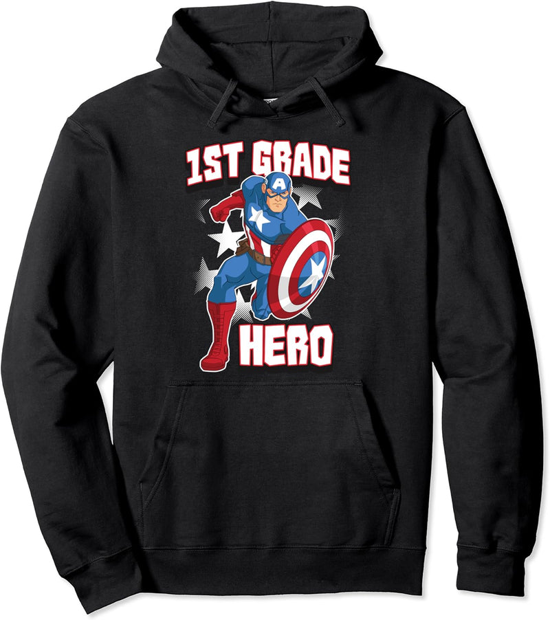 Marvel Captain America 1st Grade Hero School Text Pullover Hoodie