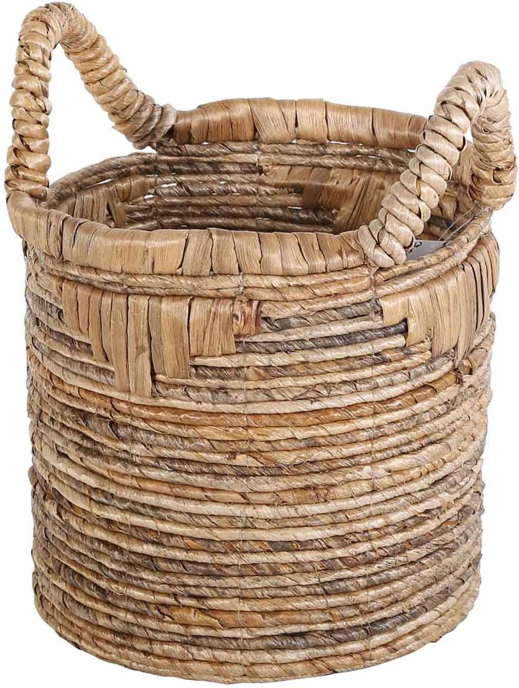 Flechtkorb ALYA 2er Set Klein rund aus Bananenblatt geflochten | Allzweckkorb Boho Chic Wäschekorb O