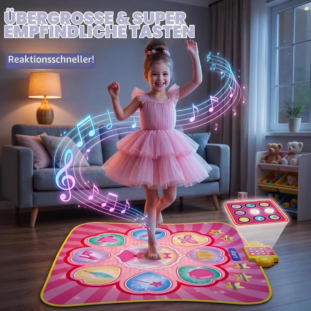 YESHIN 9 Tasten Tanzmatte Kinder mit Musik, LED Licht Dance Mat, 3 Spielmodi, 8 Lieder &amp; 7 Lautstärk