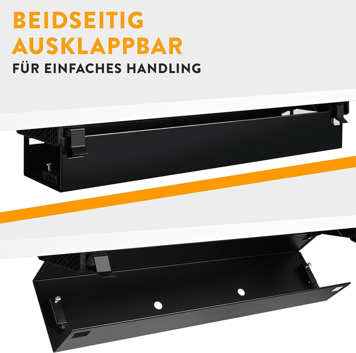 boho office® Kabelwanne – Schwarz 57 cm aus Metall - beidseitig klappbare Kabelwanne zur Installatio