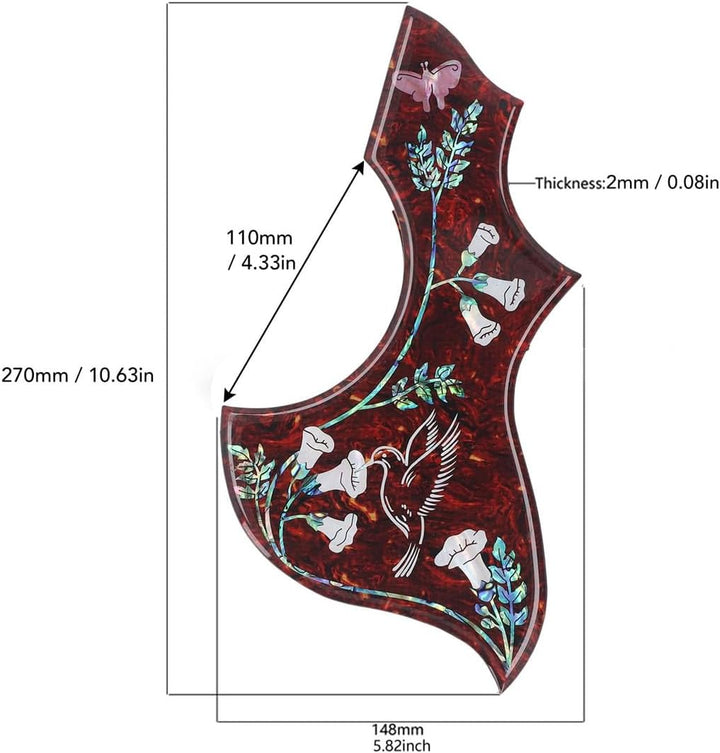 SYLEN Gitarren-Pickguard, selbstklebend, kratzfest, Kolibri-Schlagbrett, 2 mm, Ersatz für Akustikgit