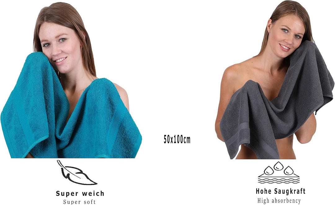 Betz Palermo Handtuch-Set – 6er Handtücher-Set - 2X Liegetücher - 4X Handtücher - 50x100 cm - Petrol