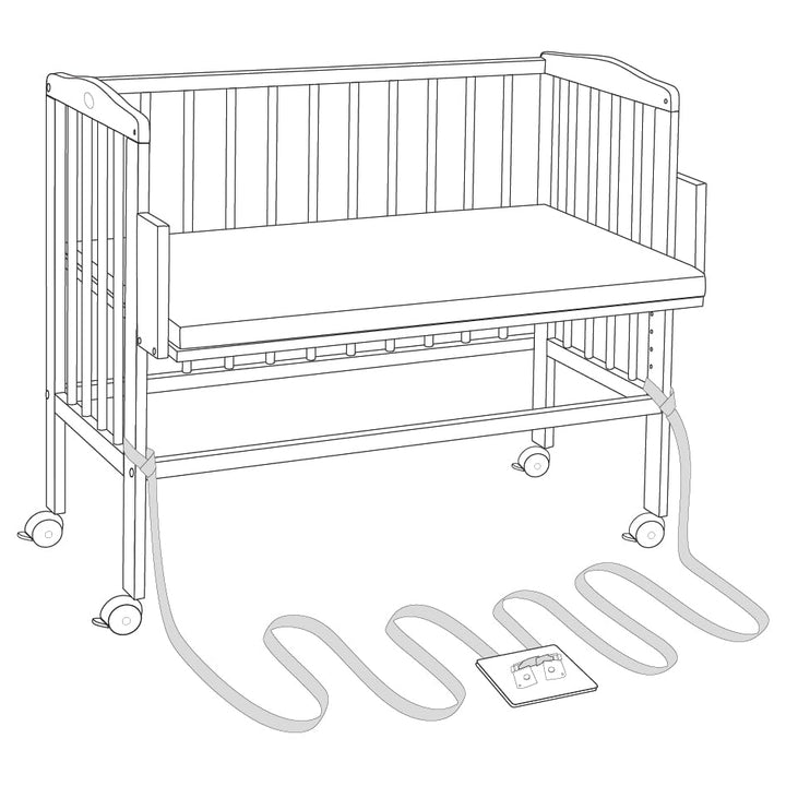 Waldin Beistellbett mit Matratze, höhen-verstellbar, Holz Natur unbehandelt,Grosse Liegefläche 90x55