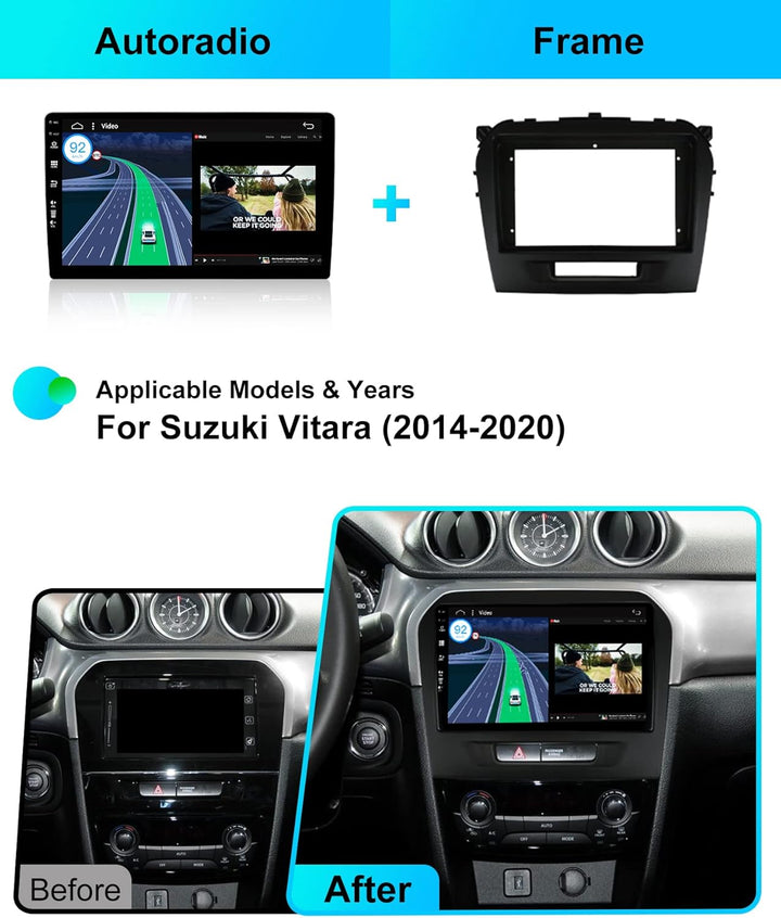 9 Zoll Autoradio für Suzuki Vitara (2014-2020) GPS Navigation - Wireless CarPlay Android Auto - Rück