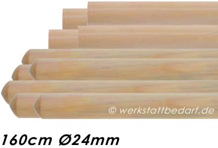 10x Besenstiele aus Kiefernholz 160cm Ø24mm, ohne Konus