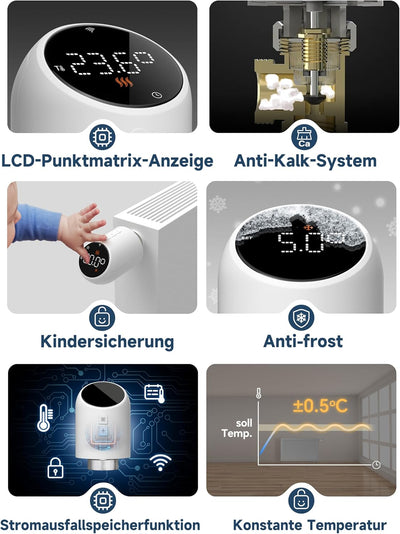 Beok Heizkörperthermostat WLAN, Smart Home Heizungsthermostat Heizkörper Thermostatkopf Thermostat H