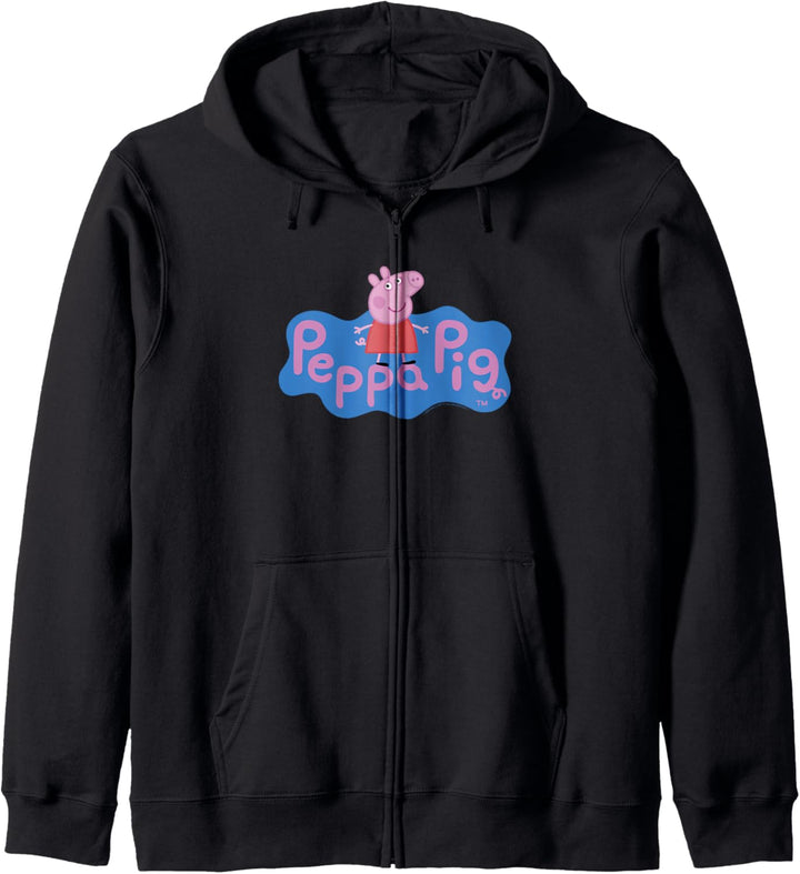 Peppa Pig Pink & Blue Center Title Logo & Icon Kapuzenjacke