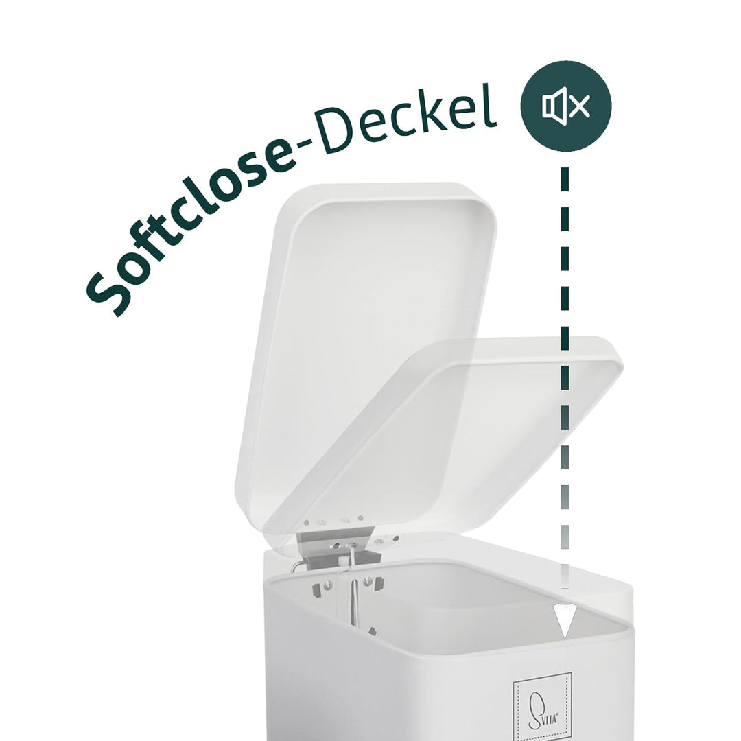 SVITA STM10 Mülleimer Treteimer Tretmülleimer Abfalleimer 10l inkl. Inneneimer Softclose-Deckel Fuss