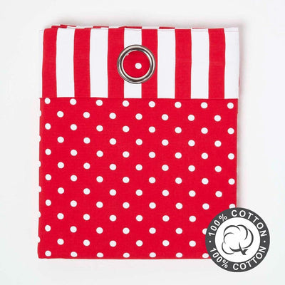 Homescapes Kindervorhang Mädchen Kinderzimmer Ösenvorhang Dekoschal Polka Dots 2er Set rot weiss 137