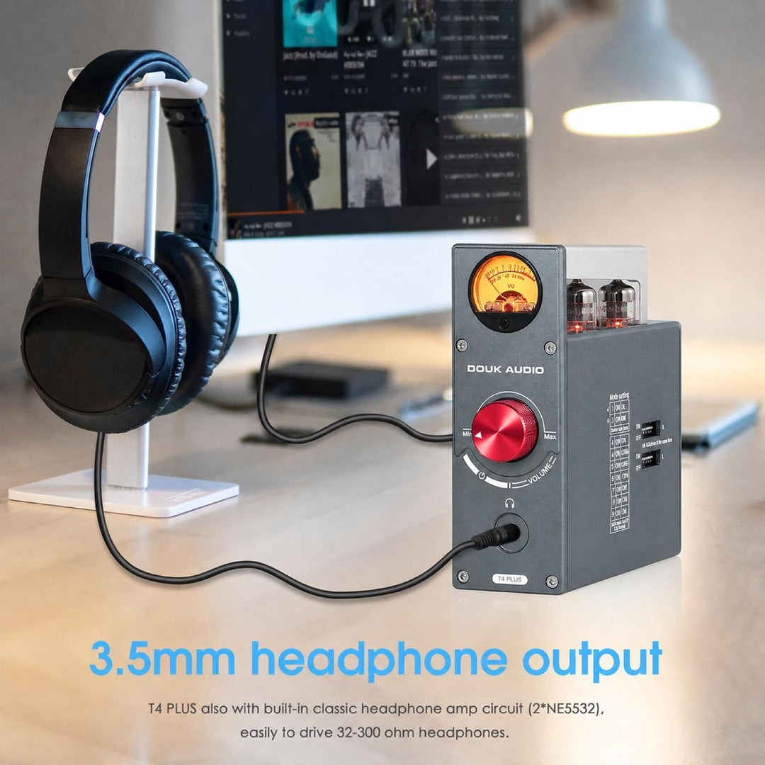 Douk Audio T4 Plus HiFi JAN5654 Röhrenvorverstärker MM/MC Phono-Vorverstärker für Plattenspieler Min