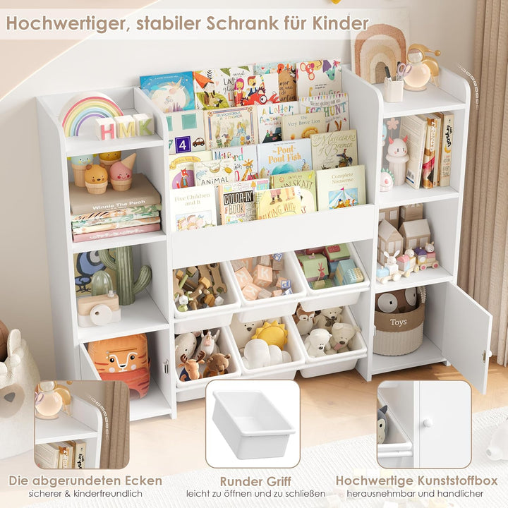 FOREHILL Kinderregal mit Kinderbücherregal Kinderzimmer Möbel aus Holz Bücherregal für Kinder mit Au
