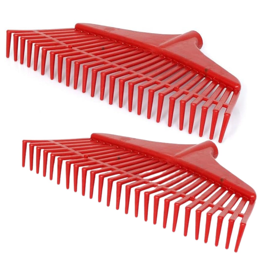 2 STK. Rechen 42 cm – Kunststoff Laubrechen 29 Zinken Gartenrechen für Stiel Ø 27mm, für Erde Kompos