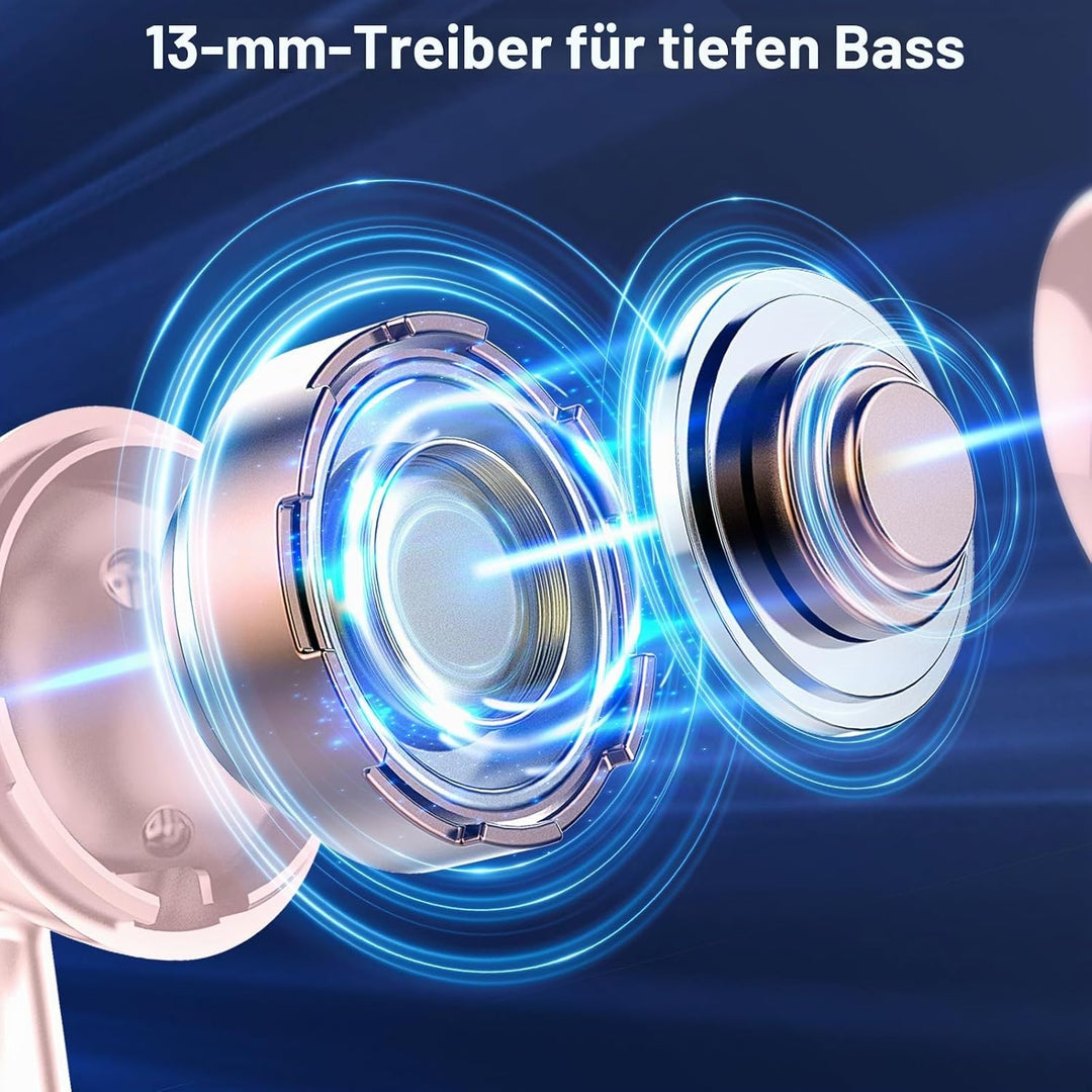 Bluetooth Kopfhörer, Tiefer Bass in ear kopfhörer, 4 ENC Noise Cancelling Mic Earbuds, 50Std 3D HiFi