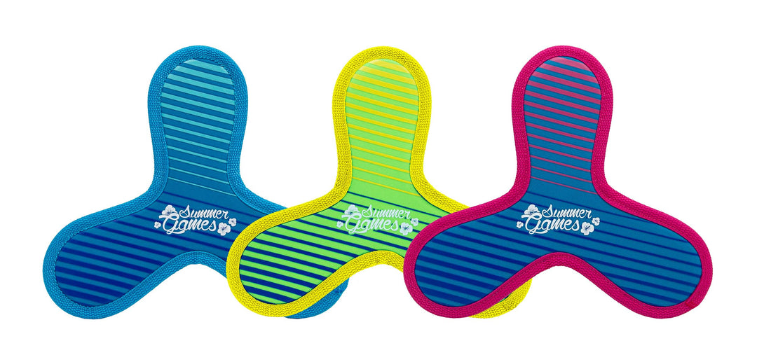 SUMMER GAMES Neopren-Triangle-Frisbee Set, 23 cm Durchmesser, Set 3 Stück, Dreieckig, für Strand und