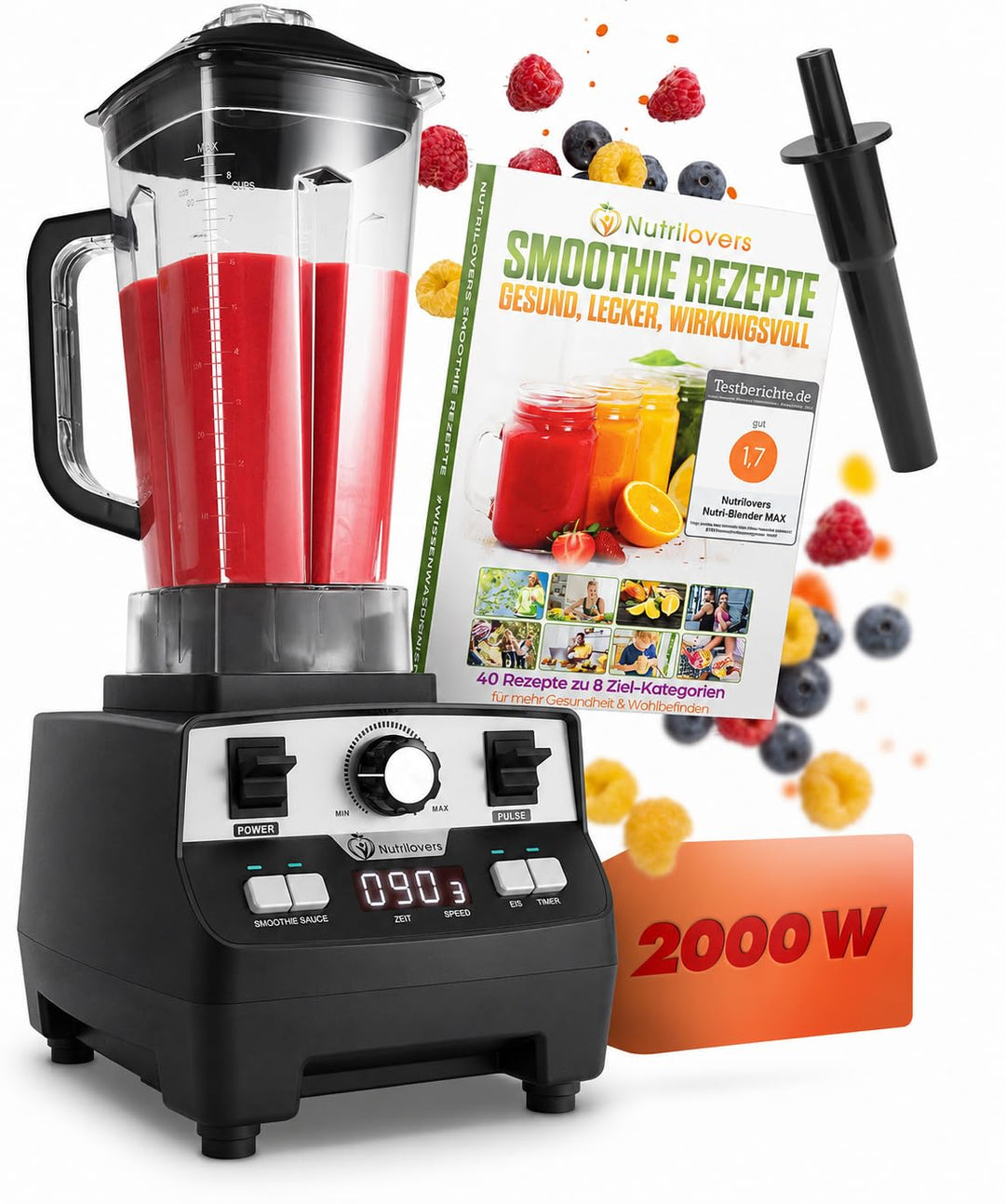 Nutrilovers Hochleistungsmixer NUTRI-BLENDER MAX Standmixer 2000W Hochleistung Smoothie-Maker Profi