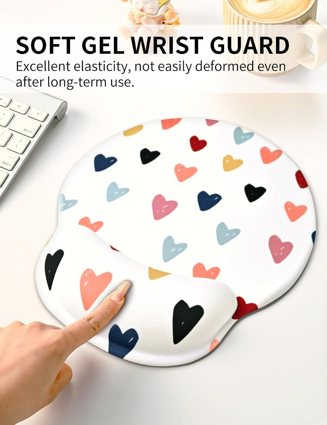 Niedlich ergonomisches Mauspad mit Handgelenkauflage,Schmerzlinderung Memory Foam Mousepad mit Rutsc