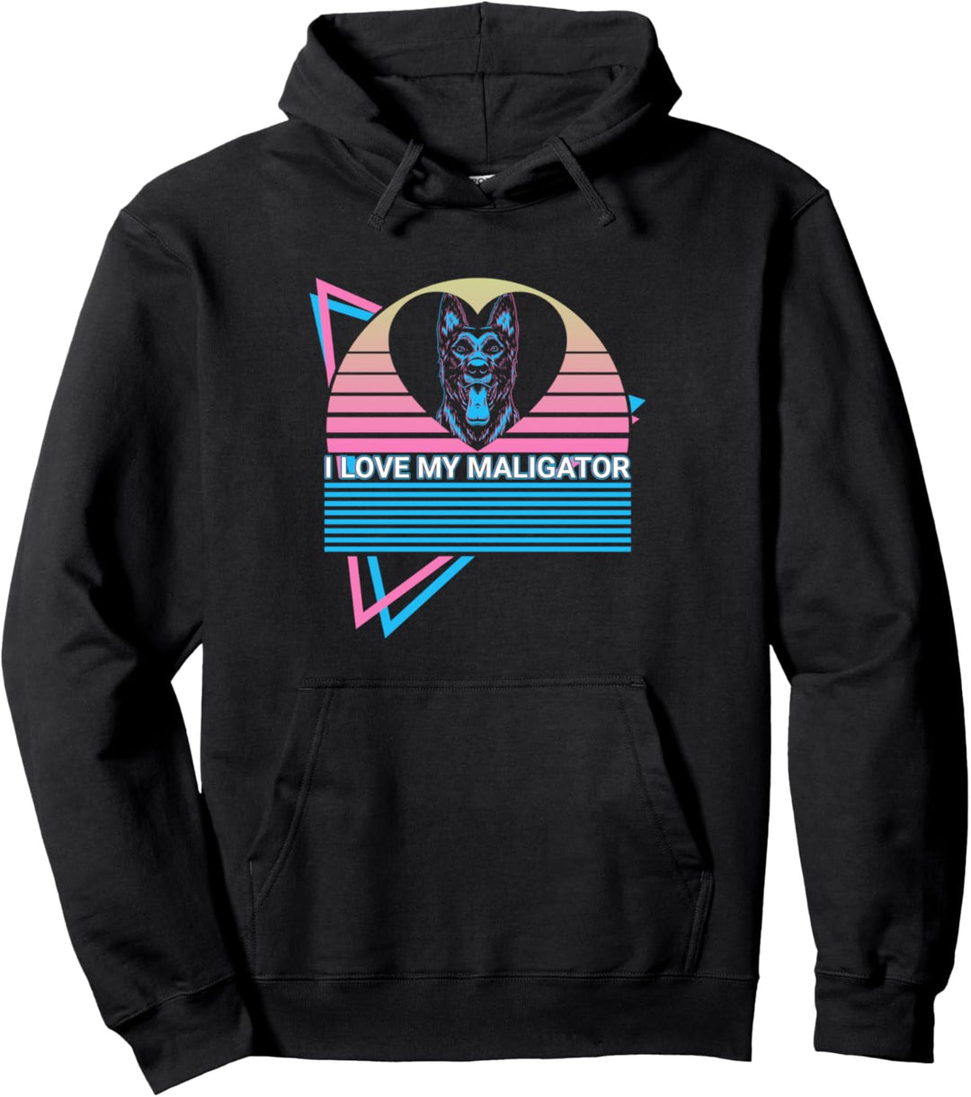 Lustiger belgischer Malinois Retro I Love My Maligator Pullover Hoodie