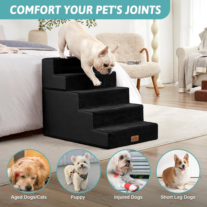 COZY KISS Hundetreppe für Kleine Hunde 60cm, 2-in-1 Haustiertreppe für Couch Bett Sofa, rutschfeste