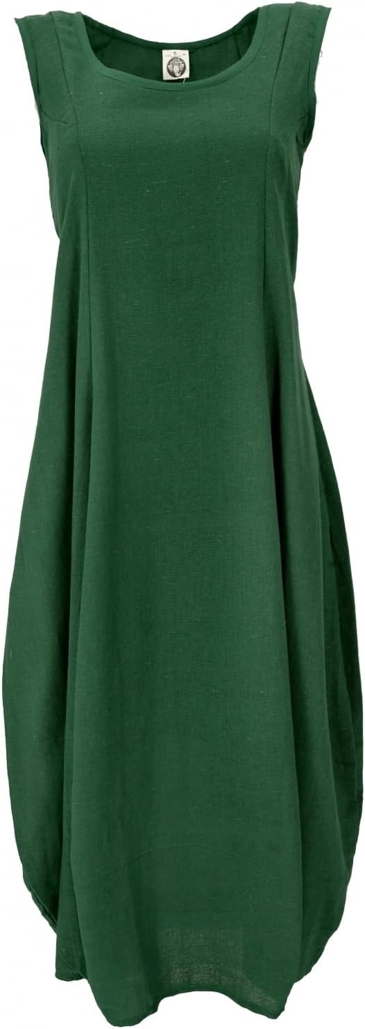 GURU SHOP Langes Wandelbares Sommerkleid, Maxikleid, Damen, Baumwolle 40 Grün, 40 Grün