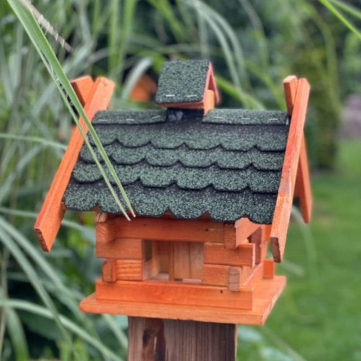 Rechteckiges Vogelhaus M - XL wetterfest aus Holz Vogel Futterstelle Haus mit und ohne Ständer (Grös