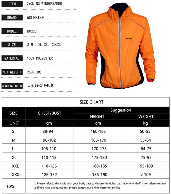 WOSAWE Herren-Fahrradjacke Winddichte wasserdichte MTB Mountainbike Jacket Für Radfahren, Joggen & W