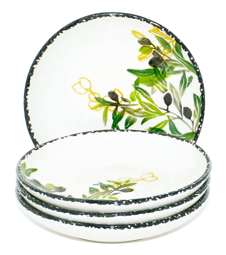 Lashuma Keramik Suppenteller tief Olive, Teller für Suppe rund 19 cm Ø, Olive