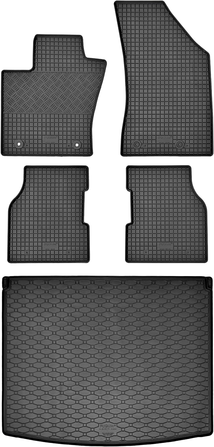 Passgenaue Kofferraumwanne und Gummifussmatten geeignet für Jeep Compass ab 2017 + Gurtschoner