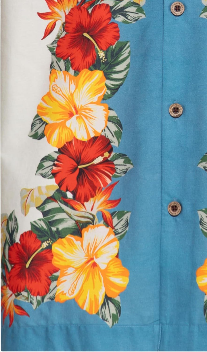 King Kerosin Herren Hemd Alloverprint Printhemd Hawaiian Shirt Kurzarm Hawaiihemd Kurzarm-Hemd Tropi