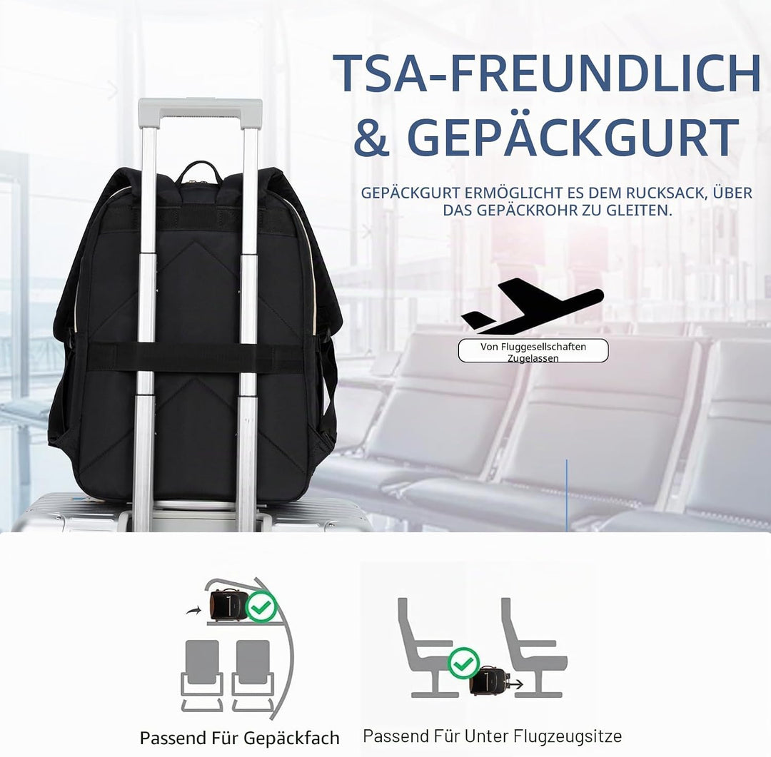 EMPSIGN Damen Rucksack, 15,6 Zoll Laptop Schultasche mit USB-Anschluss, Reiserucksack Wasserdichter