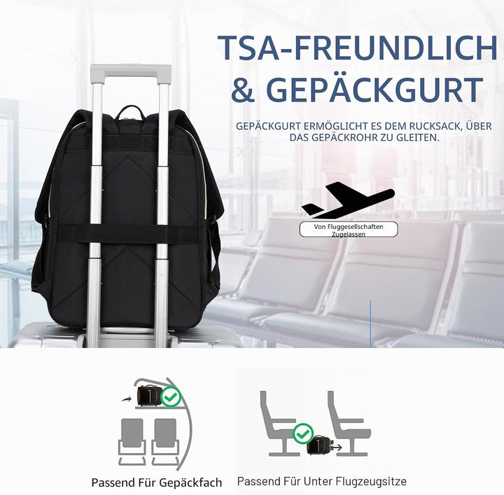EMPSIGN Damen Rucksack, 15,6 Zoll Laptop Schultasche mit USB-Anschluss, Reiserucksack Wasserdichter