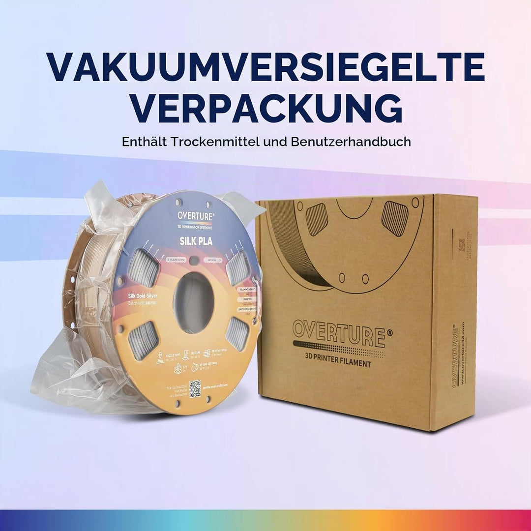 OVERTURE Dual Color Silk PLA Filament 1.75mm, 1kg 3D Drucker Filament Seide PLA, Massgenauigkeit +/-