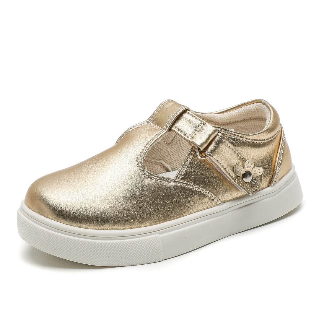 DADAWEN Mädchen T-Spangen Mary Jane Ballerinas Taufschuhe 22 EU Gold, 22 EU Gold