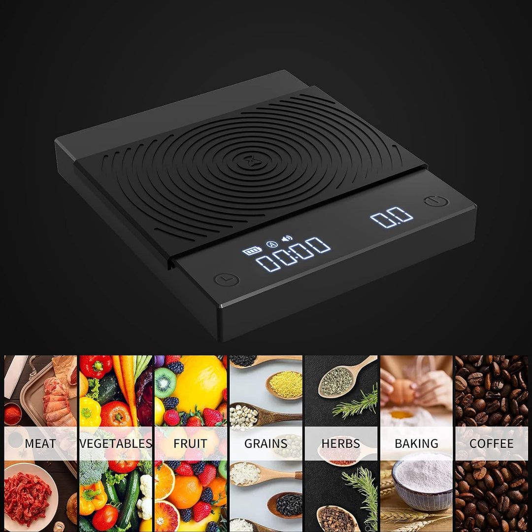 TIMEMORE Kaffeewaage, Espresso-Waage, Digitale Kaffeewaage mit Timer, 2000 g (Schwarz), Schwarz