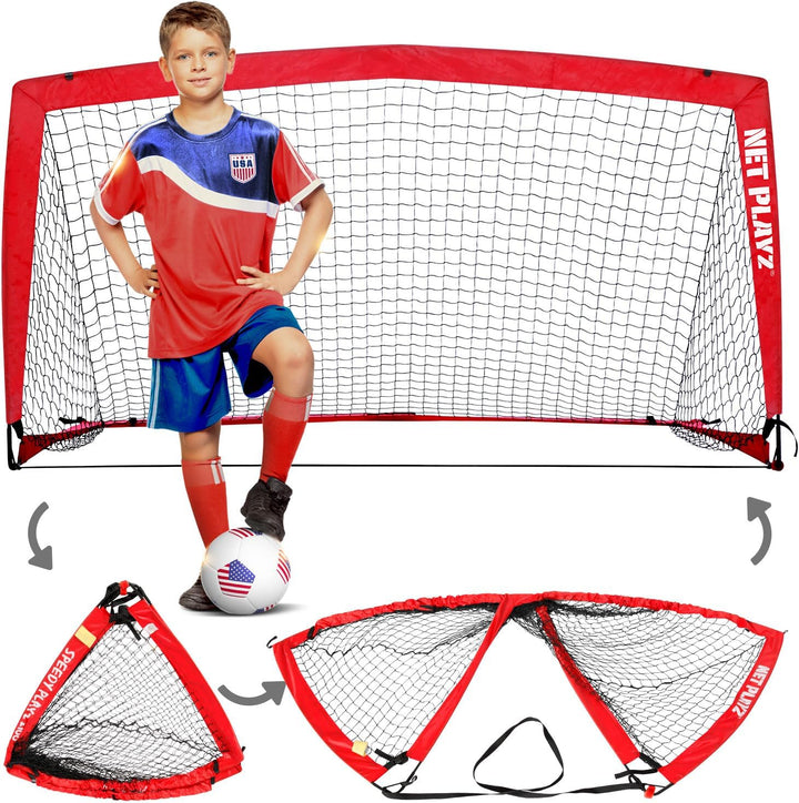 NetPlayz Fussballtor – tragbare Fussballtore, Pop-up-Fussballnetz für Kinder und Jugendliche Trainin