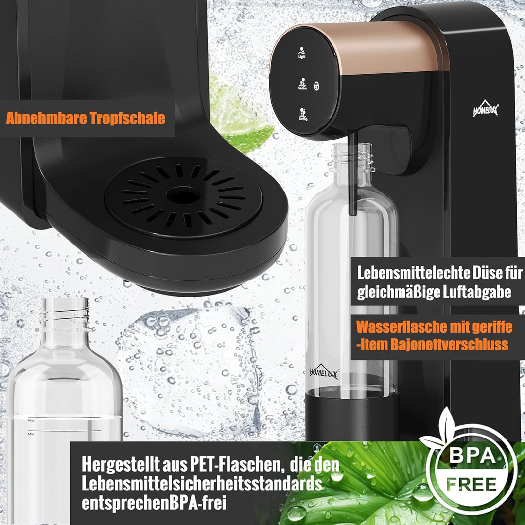 HOMELUX Wassersprudler,Sprudelwasser Maschine,Soda Maker,Wasser Sprudel GeräT,Water Carbonator (Schw