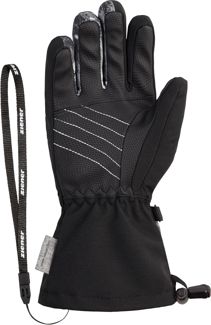 Ziener Kinder Laval Ski-Handschuhe/Wintersport | wasserdicht, extra warm, Wolle 3.5 black.grey mount